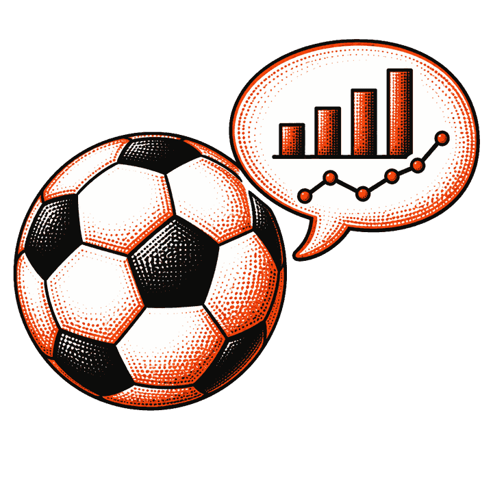 Illustrazione: un pallone da calcio, inciso a puntini in arancio e nero.